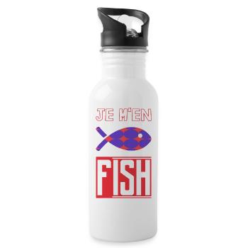 HUMOR. FISH. SARDINE. APRIL FOOL - Water bottle with straw - white - Right