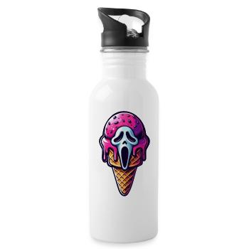 Eis-Schrei - Trinkflasche mit integriertem Trinkhalm - Weiß - Rechts