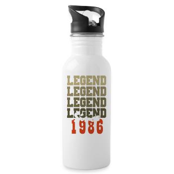 Cadeau 38e Anniversaire Vintage Né un mois de 1986 - Gourde avec paille intégrée - blanc - Droite