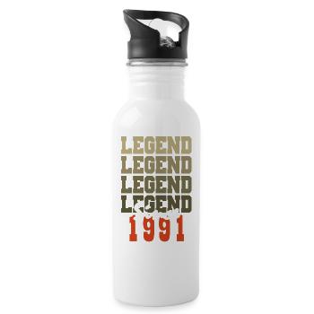 Vintage-Geschenk zum 33. Jahrestag, geboren vor einem Monat im Jahr 1991 - Trinkflasche mit integriertem Trinkhalm - Weiß - Rechts