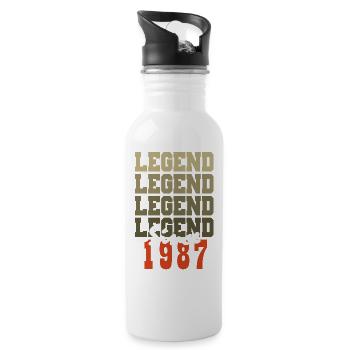 Cadeau 37e Anniversaire Vintage Né un mois de 1987 - Gourde avec paille intégrée - blanc - Droite