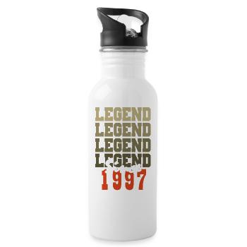 Vintage Geschenk zum 27. Geburtstag, geboren in einem Monat von 1997 - Trinkflasche mit integriertem Trinkhalm - Weiß - Rechts