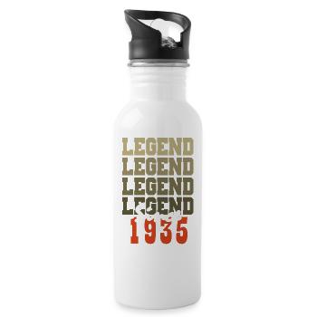 Vintage 89th Birthday Gift Born One Month from 1935 - Water bottle with straw - white - Right