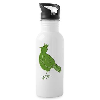 vogel grün - Trinkflasche mit integriertem Trinkhalm - Weiß - Rechts