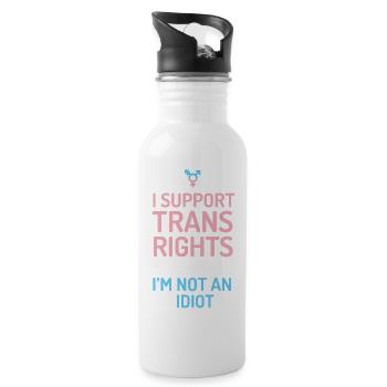 I Support Trans Rights - Water bottle with straw - white - Right