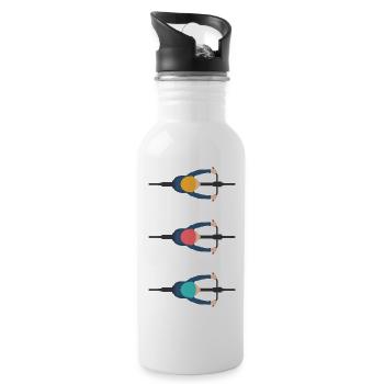 drei Radfahrer - Trinkflasche mit integriertem Trinkhalm - Weiß - Rechts