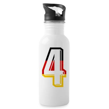 Nummer 4 Deutschland Trikot Zahl 4 Jahre - Trinkflasche mit integriertem Trinkhalm - Weiß - Rechts