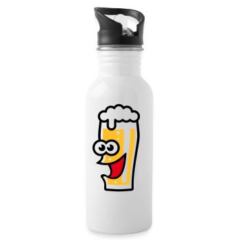 Happy Bierglas (Bier / Willibecher / Lustig / 3C) - Trinkflasche mit integriertem Trinkhalm - Weiß - Rechts