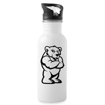 Bear Comic - Water bottle with straw - white - Right