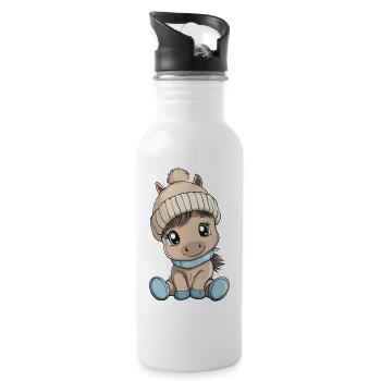 cheval mignon mignon bébé enfants animal dessin animé - Gourde avec paille intégrée - blanc - Droite