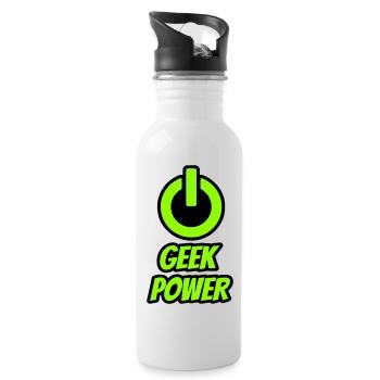 Geek-Macht - Trinkflasche mit integriertem Trinkhalm - Weiß - Rechts