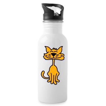 Jolie chatte Ayant l’air heureuse Joyeuse Souriante - Gourde avec paille intégrée - blanc - Droite