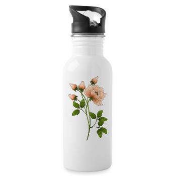 Flowers - Water bottle with straw - white - Right