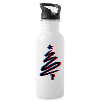 Schatten spendende Tanne - Trinkflasche mit integriertem Trinkhalm - Weiß - Rechts