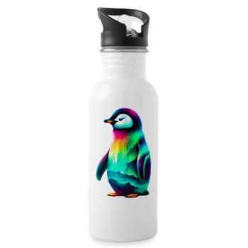 Pinguin - Trinkflasche mit integriertem Trinkhalm - Weiß - Rechts