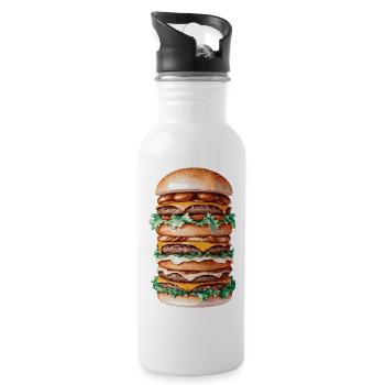 XXL Burger Design – For Real Foodies and Burger-F - Water bottle with straw - white - Right