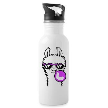 Lama chewing-gum bulle bulle alpaga soufflant - Gourde avec paille intégrée - blanc - Droite