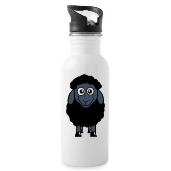 mouton noir petit mignon mignon agneau cool bande dessinée - Gourde avec paille intégrée - blanc - Droite