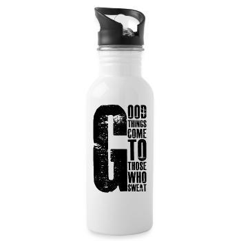 good things come to those who sweat - Water bottle with straw - white - Right