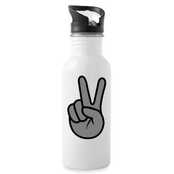 Peace Hand - Trinkflasche mit integriertem Trinkhalm - Weiß - Rechts