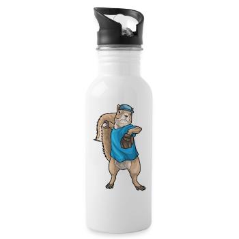 Squirrel Baseball Baseball Glove - Water bottle with straw - white - Right