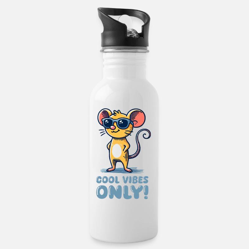 maus sonnenbrille cool - Trinkflasche mit integriertem Trinkhalm - Weiß