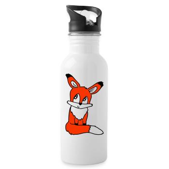 Fuchs Rotfuchs Wildes Tier Schlauer Wald Bewohner - Trinkflasche mit integriertem Trinkhalm - Weiß - Rechts
