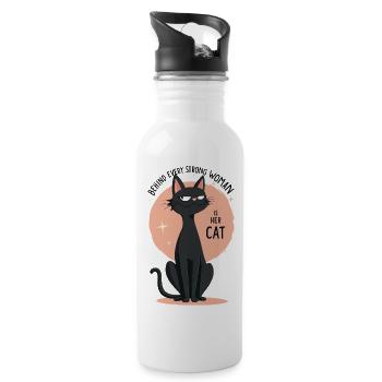 Hinter Strong Woman - Trinkflasche mit integriertem Trinkhalm - Weiß - Rechts