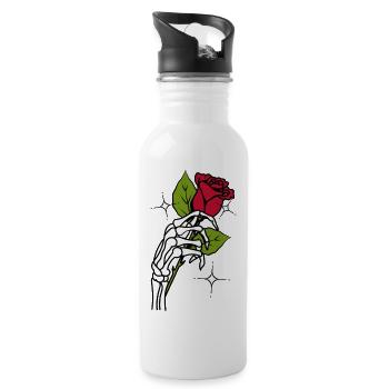 🌹💀 Eternal Love: Skeleton Hand with Rose 🌹💀 - Water bottle with straw - white - Right