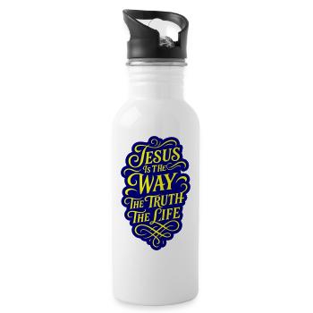 Jesus Way Truth Life Bible Verse - Water bottle with straw - white - Right