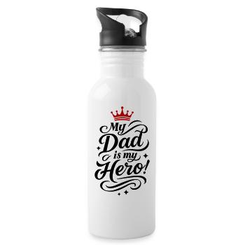 My Dad Hero Saying Father's Day - Water bottle with straw - white - Right