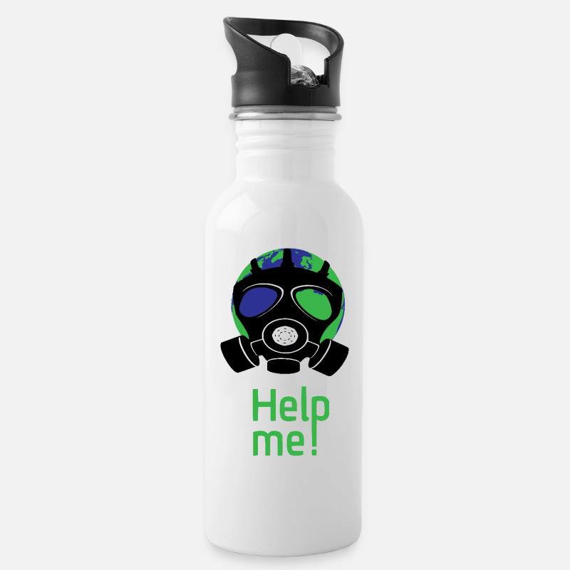 Help me - Water bottle with straw - white