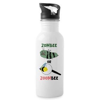 Zombee vs. Zoombee – Zombie Bee & Magnified Bee - Water bottle with straw - white - Right