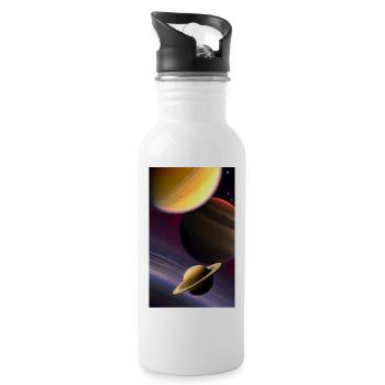 Cosmic Planetsand Galaxy Art - Water bottle with straw - white - Right
