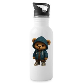 Kapuzenpullover Teddy - Trinkflasche mit integriertem Trinkhalm - Weiß - Rechts
