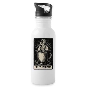 The Brew – Carte de tarot au café à l’encre vintage - Gourde avec paille intégrée - blanc - Droite