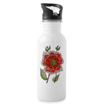 Flower - Water bottle with straw - white - Right