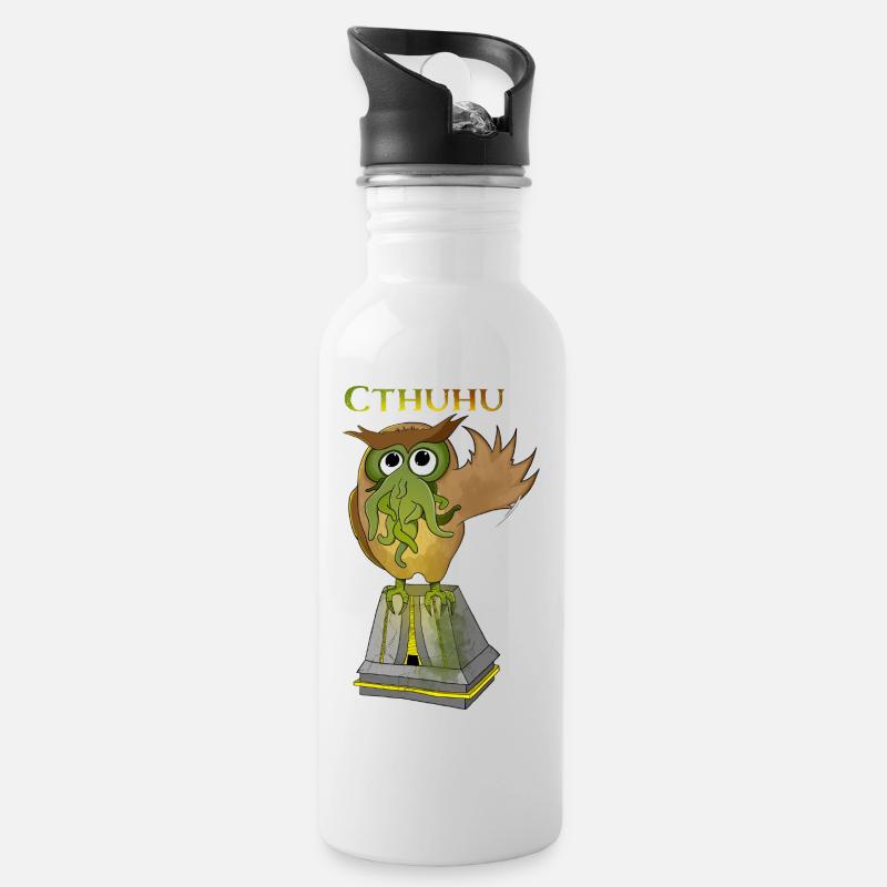 Kreative Cthulhu Illustration Cthuhu - Trinkflasche mit integriertem Trinkhalm - Weiß