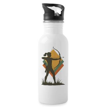 archery bow target archer silhouette - Water bottle with straw - white - Right