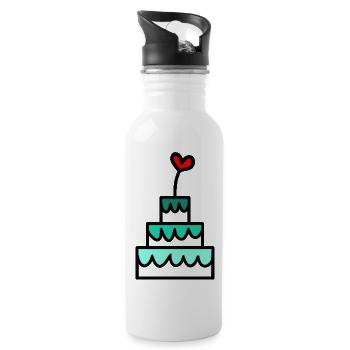 GÂTEAU. HAPPY BIRTHDAY. JOYEUX ANNIVERSAIRE - Gourde avec paille intégrée - blanc - Droite