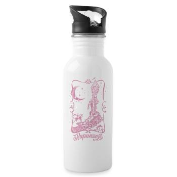 Rapunzel Tower Pink Silhouette - Water bottle with straw - white - Right