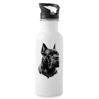 Majestic Cane Corso Dog Portrait - Water bottle with straw - white - Right