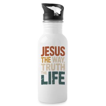 Jesus Der Weg Die Wahrheit Das Leben - Trinkflasche mit integriertem Trinkhalm - Weiß - Rechts