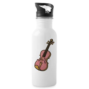 Pink Glitzer Violine | Erste Geige im Orchester - Trinkflasche mit integriertem Trinkhalm - Weiß - Rechts