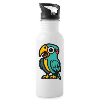 Papagai Halloween Zombie - Trinkflasche mit integriertem Trinkhalm - Weiß - Rechts