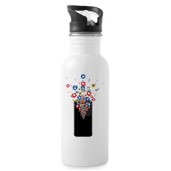 Smartphone Likes Fireworks - Water bottle with straw - white - Right