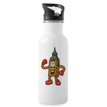 Großer sprechender Uhrenturm - Trinkflasche mit integriertem Trinkhalm - Weiß - Rechts