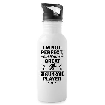 Super Rugbyspieler Sport Lustig - Trinkflasche mit integriertem Trinkhalm - Weiß - Rechts