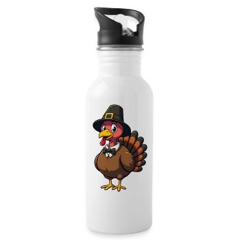 Thanksgiving Drôle Dinde de Thanksgiving - Gourde avec paille intégrée - blanc - Droite