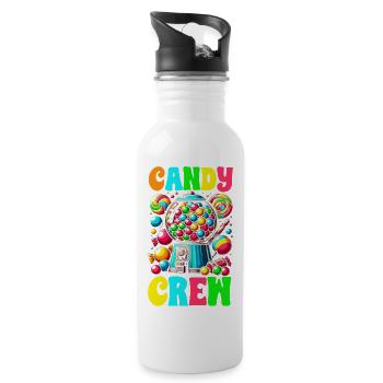 Candy Crew Deko Süßigkeitenliebhaber Naschkatze - Trinkflasche mit integriertem Trinkhalm - Weiß - Rechts